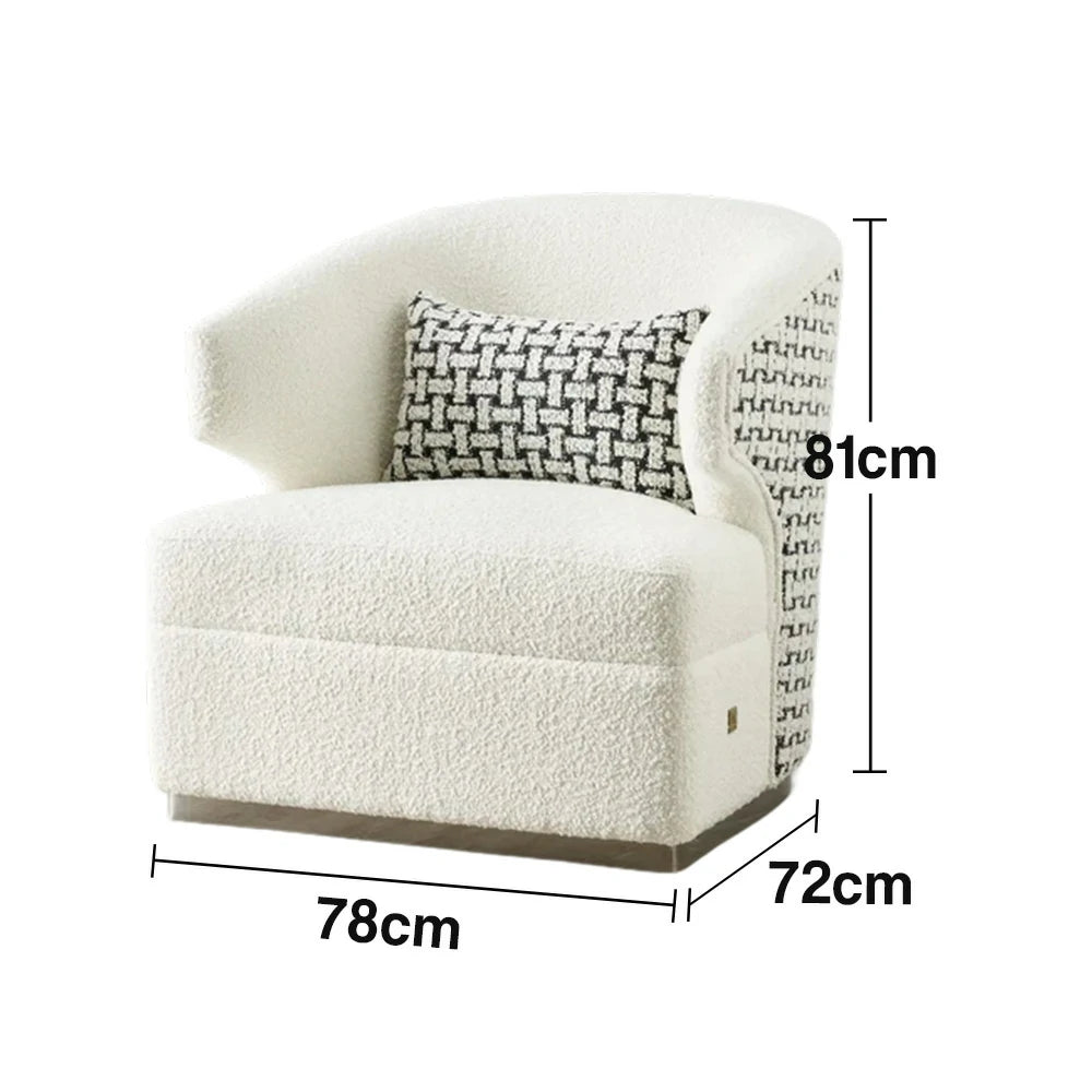 LIVARA Lounge Chair High-Density Foam Cushioning Russian Larch Wood Frame Breathable Upholstery - White