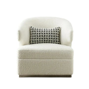 LIVARA Lounge Chair High-Density Foam Cushioning Russian Larch Wood Frame Breathable Upholstery - White