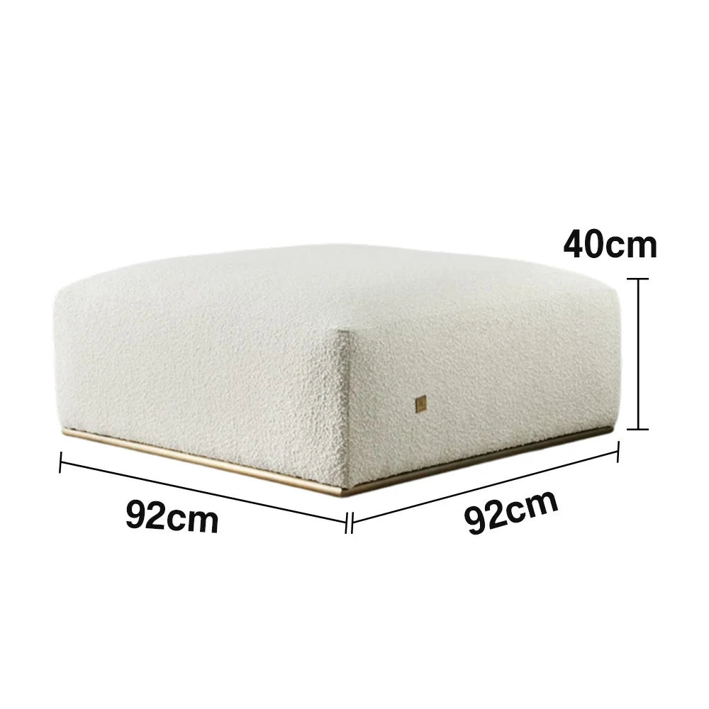 LIVARA Ottoman High-Density Foam Cushioning Russian Larch Wood Frame Breathable Upholstery - White
