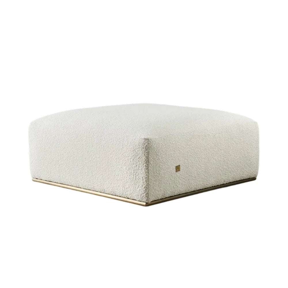 LIVARA Ottoman High-Density Foam Cushioning Russian Larch Wood Frame Breathable Upholstery - White