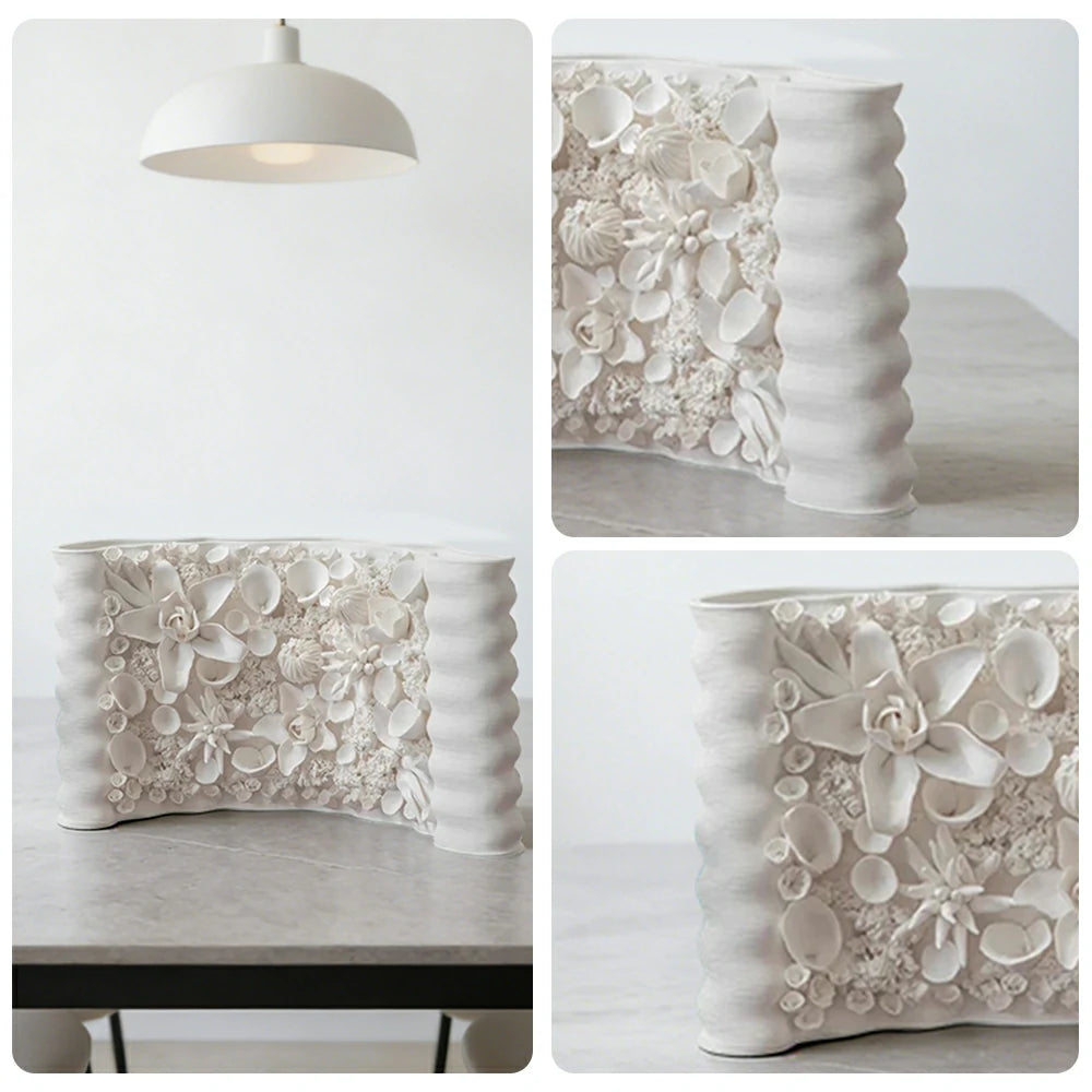 LIVARA Ceramic Vase Decor Display Matte Ceramic “Plain Clay Bloom” Handcrafted Stone Texture Artistic Design