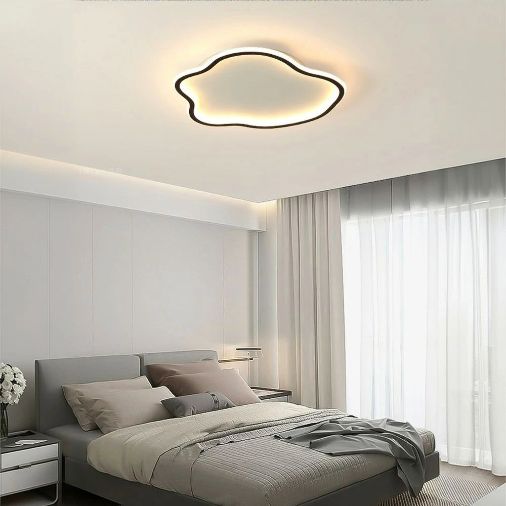 LIVARA Cloud-Shaped LED Ceiling Light 58cm 53W - Three-Color Dimmable Flush Mount Lamp, 360° Illumination, Iron & Aluminum Frame with Silicone Shade - Black