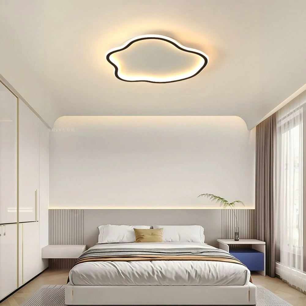 LIVARA Cloud-Shaped LED Ceiling Light 58cm 53W - Three-Color Dimmable Flush Mount Lamp, 360° Illumination, Iron & Aluminum Frame with Silicone Shade - Black