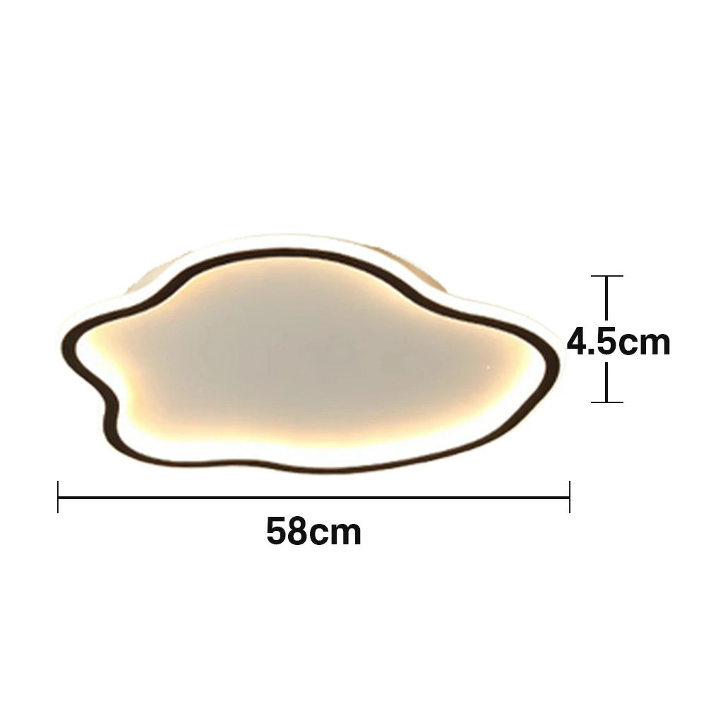 LIVARA Cloud-Shaped LED Ceiling Light 58cm 53W - Three-Color Dimmable Flush Mount Lamp, 360° Illumination, Iron & Aluminum Frame with Silicone Shade - Black