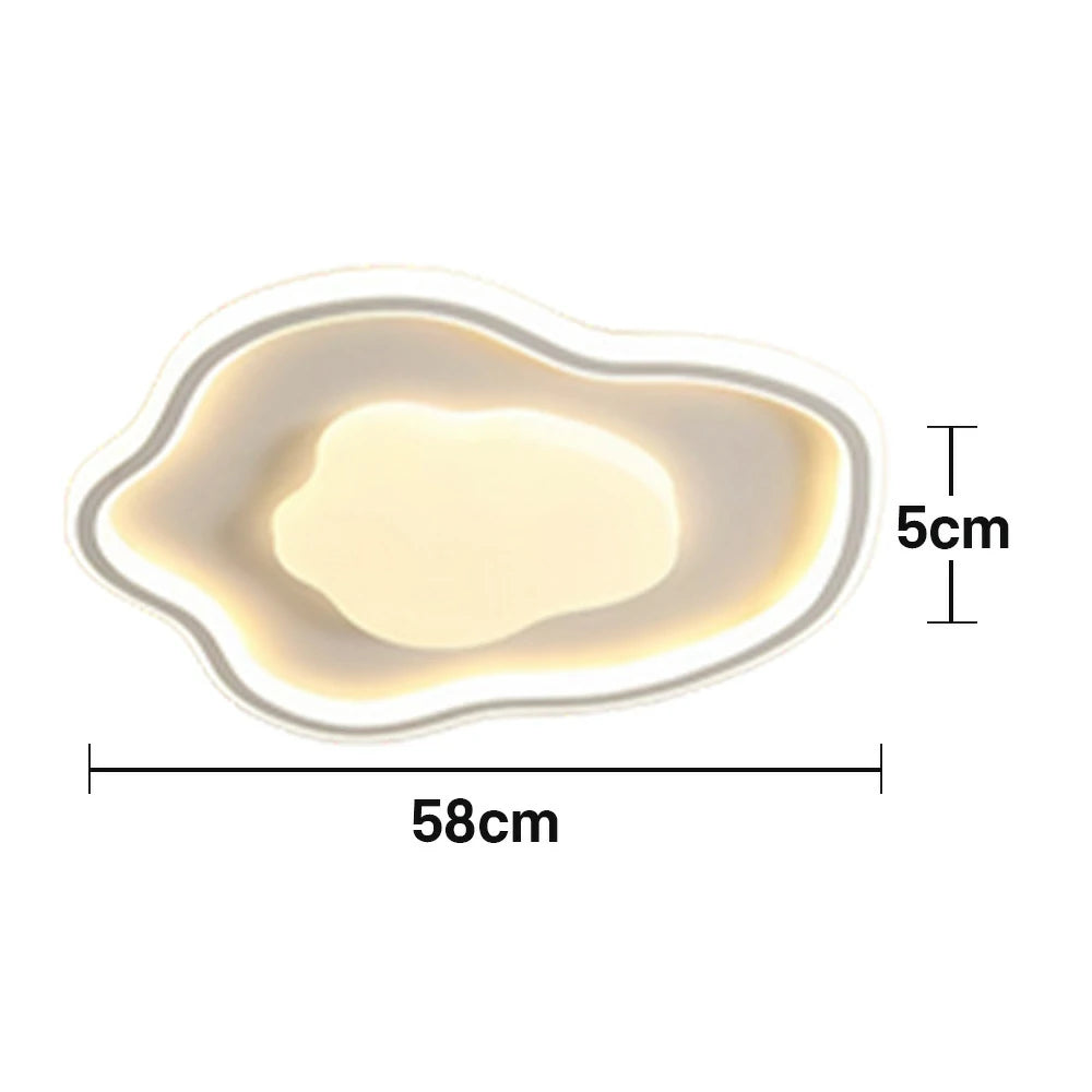 LIVARA Cloud-in-Cloud LED Ceiling Light 58cm 42W Three-Color Dimmable Flush Mount Lamp All-Directional Illumination Iron & PS Frame with Soft Light Diffuser - White