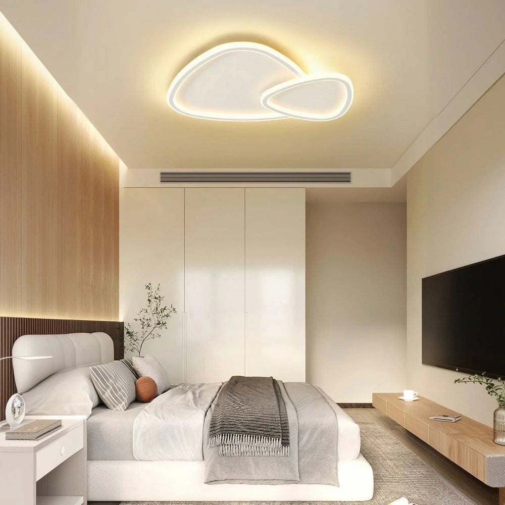 LIVARA Stargazer LED Ceiling Light 59cm 42W Three-Color Dimmable All-Directional Illumination Iron & Acrylic Frame Modern Flush Mount Lamp - White