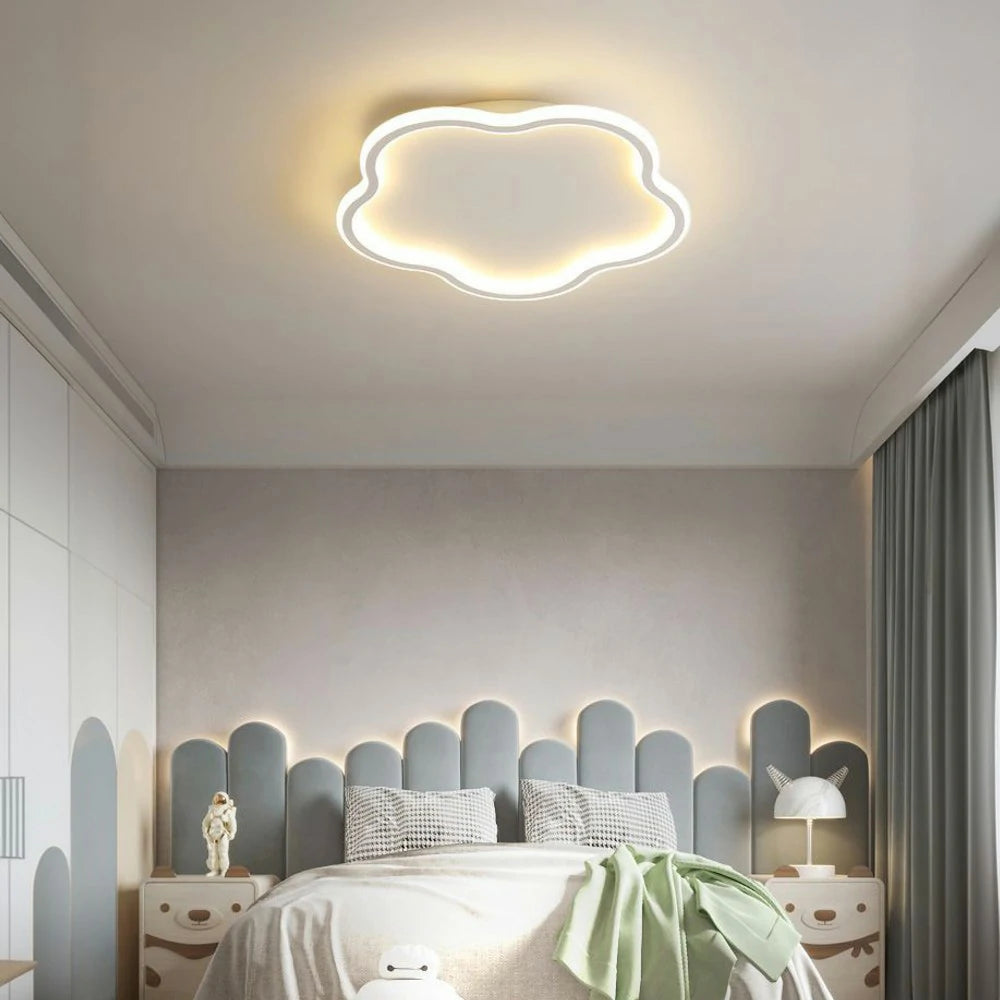 LIVARA Blossom LED Ceiling Light 46cm 30W Three-Color Dimmable All-Directional Illumination Iron & Acrylic Frame Modern Flush Mount Lamp - White