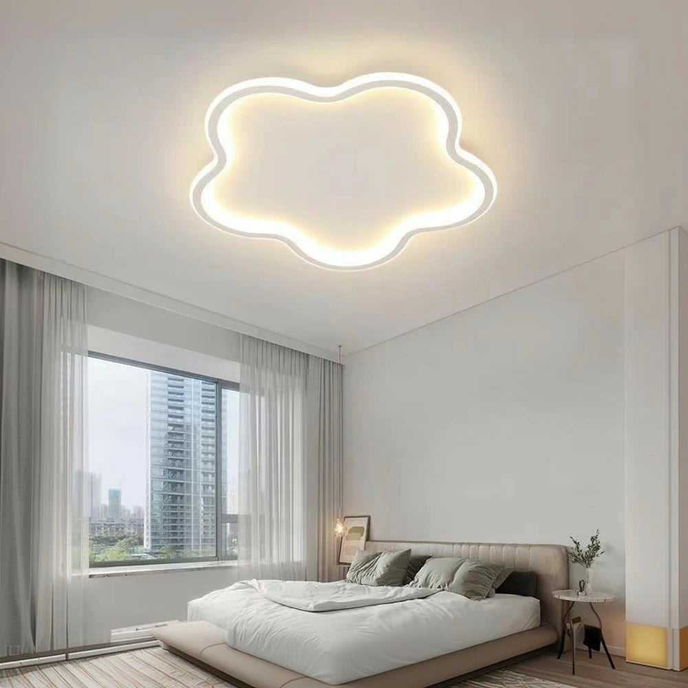 LIVARA Blossom LED Ceiling Light 46cm 30W Three-Color Dimmable All-Directional Illumination Iron & Acrylic Frame Modern Flush Mount Lamp - White