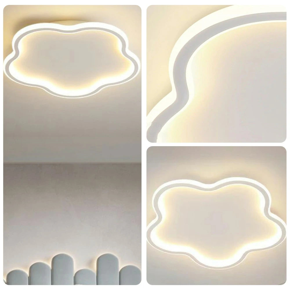 LIVARA Blossom LED Ceiling Light 46cm 30W Three-Color Dimmable All-Directional Illumination Iron & Acrylic Frame Modern Flush Mount Lamp - White