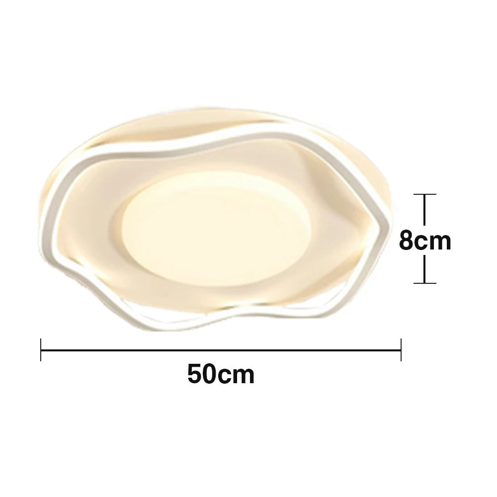 LIVARA Wave LED Ceiling Light 50cm 42W Three-Color Dimmable All-Directional Illumination Iron & Silicone Frame Modern Flush Mount Lamp - White