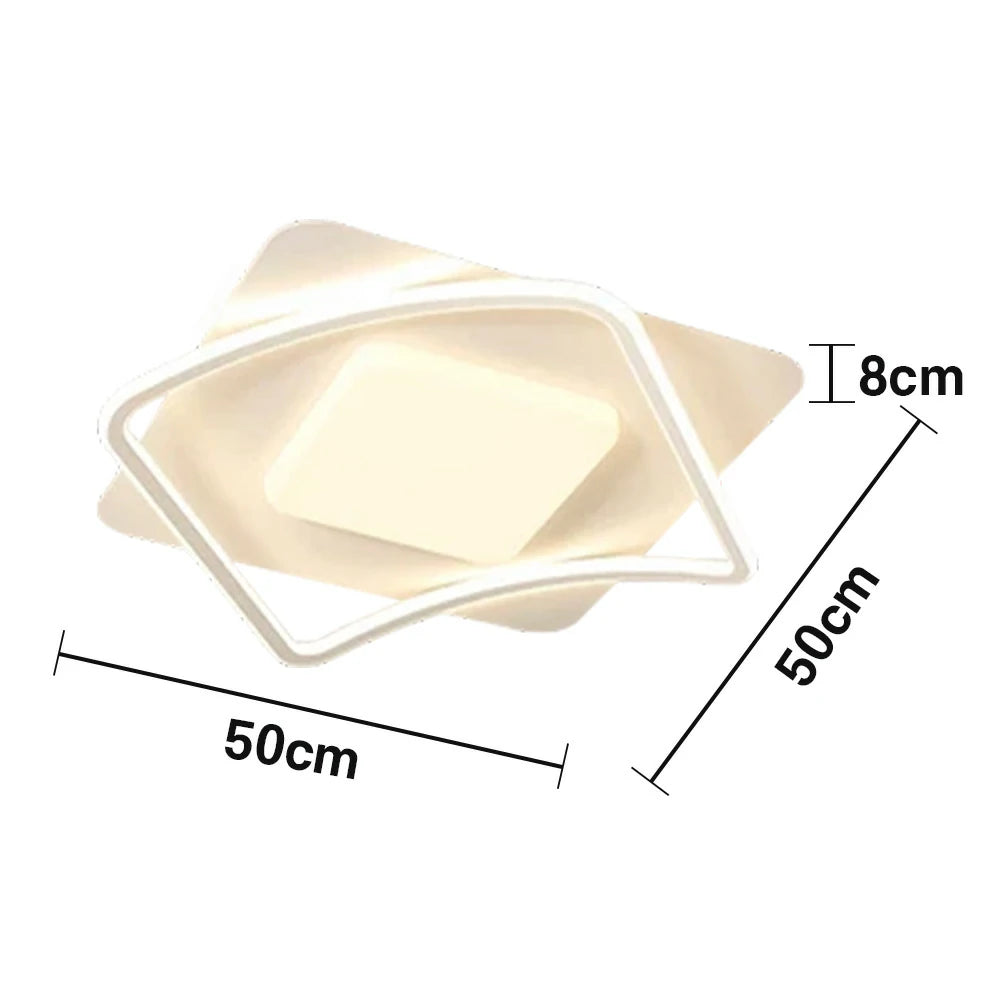 LIVARA SquareFlow LED Ceiling Light 50cm 42W Three-Color Dimmable All-Directional Illumination Iron & Acrylic Frame Modern Flush Mount Lamp - White
