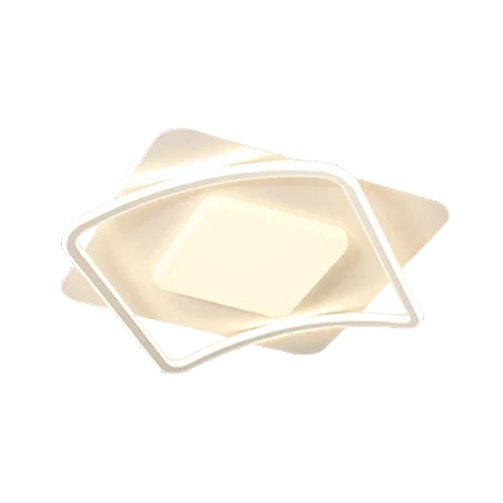 LIVARA SquareFlow LED Ceiling Light 50cm 42W Three-Color Dimmable All-Directional Illumination Iron & Acrylic Frame Modern Flush Mount Lamp - White