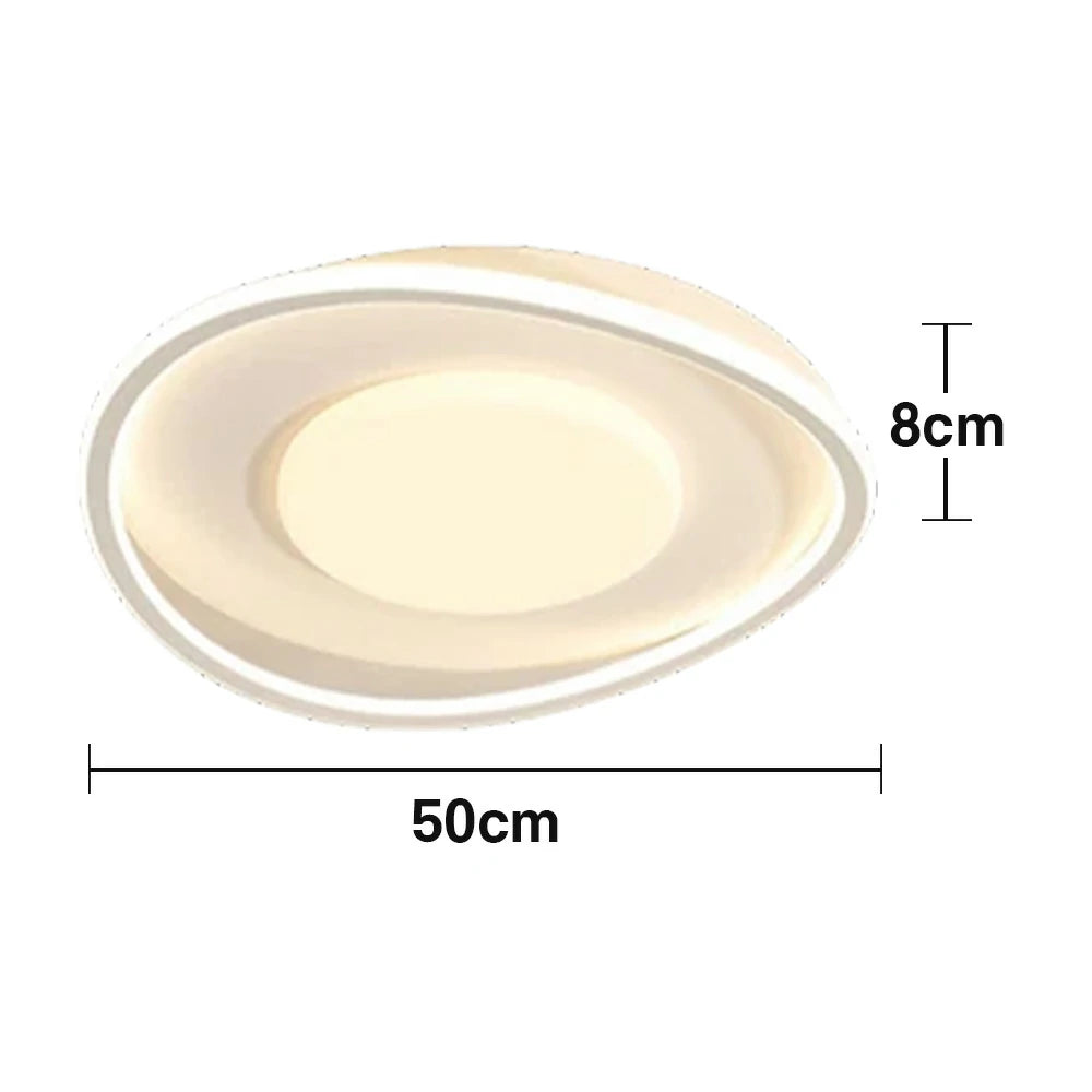 LIVARA OvalGlow LED Ceiling Light 50cm 40W Three-Color Dimmable All-Directional Illumination Iron & Acrylic Frame Modern Flush Mount Lamp - White