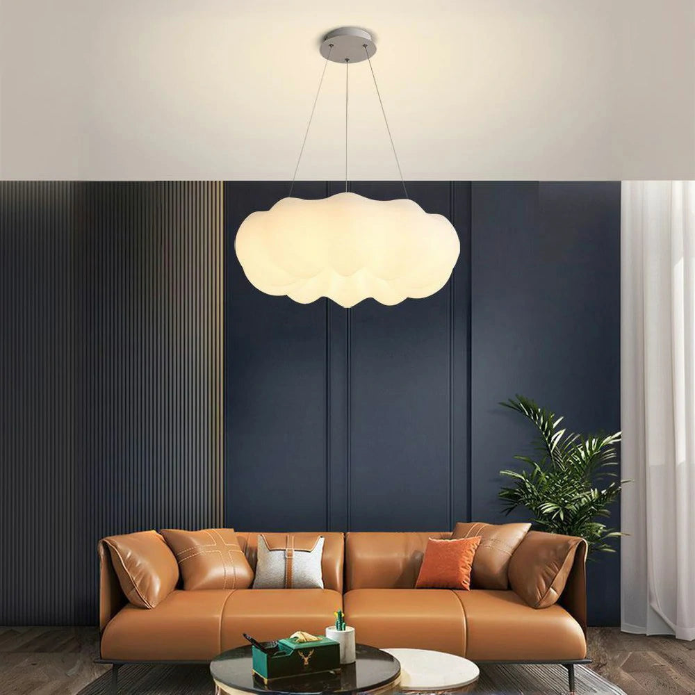 LIVARA Pumpkin LED Pendant Light 63cm 60W Three-Color Dimmable Anti-Glare Soft Light Iron & PE Lampshade Modern Hanging Ceiling Lamp - White