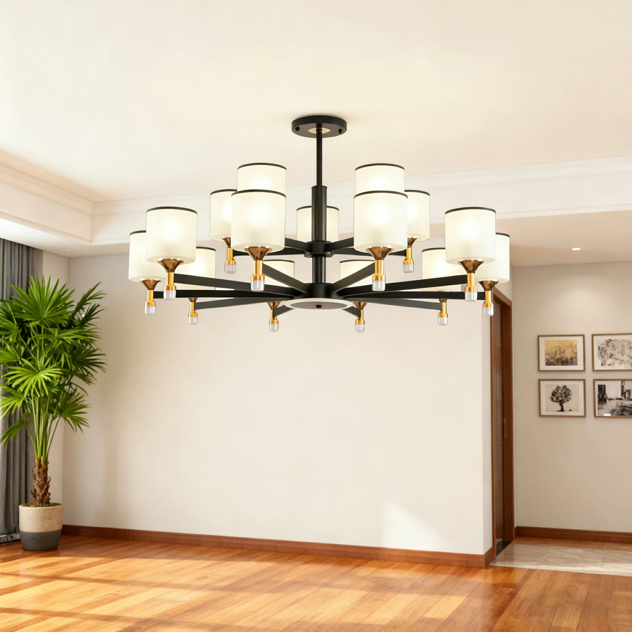 LIVARA 180W Crystal Pendant Light with Adjustable Three-Color LED, Dual Light Source & Flicker-Free Eye-Comfort Design