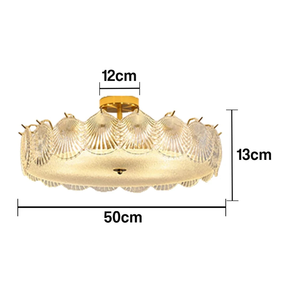 LIVARA 36/48W Shell Design Glass Pendant Light with Three-Color Dimmable LED, High CRI Ra≥97 & Flicker-Free Eye-Comfort Lighting