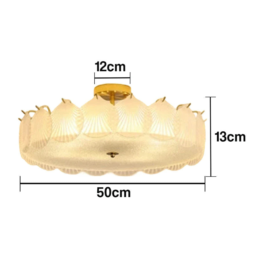 LIVARA 36/48W Shell Design Frosted Glass Pendant Light with Three-Color Dimmable LED, High CRI Ra≥97 & Flicker-Free Eye-Comfort Lighting