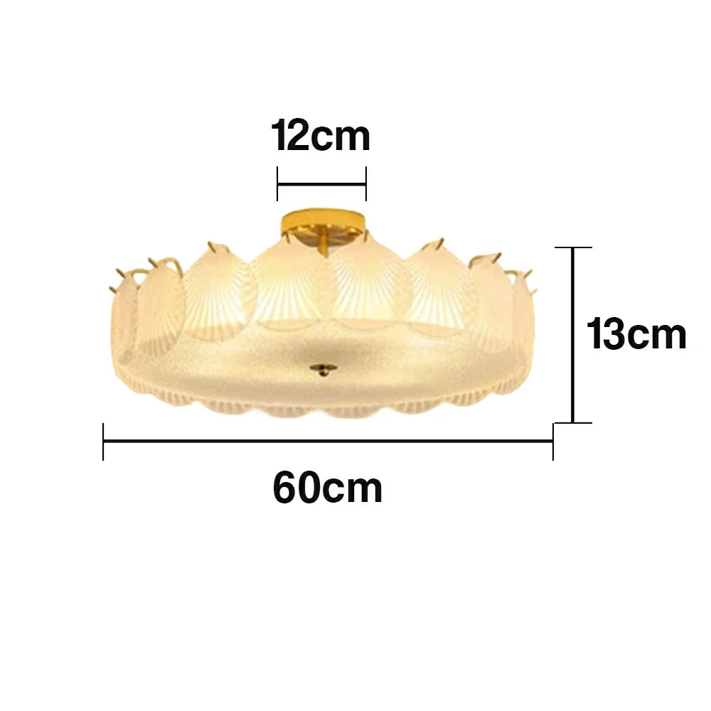 LIVARA 36/48W Shell Design Frosted Glass Pendant Light with Three-Color Dimmable LED, High CRI Ra≥97 & Flicker-Free Eye-Comfort Lighting