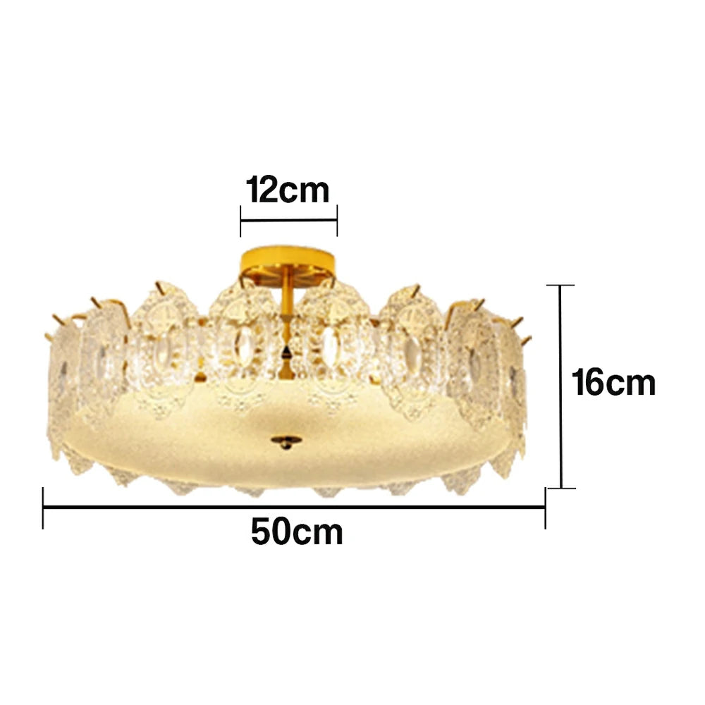 LIVARA 36/48W Ice-Mirror Design Glass Pendant Light with Three-Color Dimmable LED, High CRI Ra≥97 & Flicker-Free Eye-Comfort Lighting