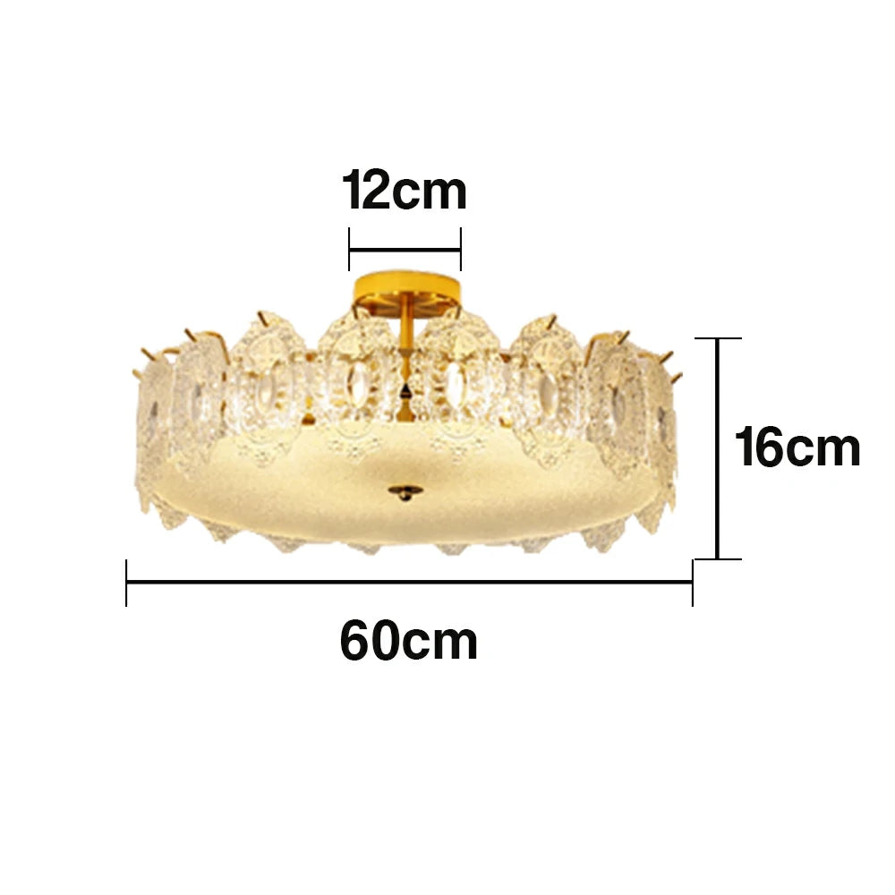 LIVARA 36/48W Ice-Mirror Design Glass Pendant Light with Three-Color Dimmable LED, High CRI Ra≥97 & Flicker-Free Eye-Comfort Lighting