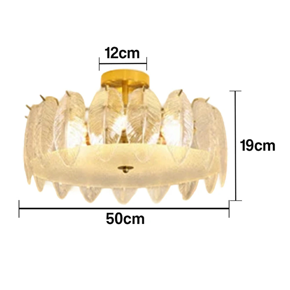 LIVARA 36/48W Feather Design Glass Pendant Light with Three-Color Dimmable LED, High CRI Ra≥97 & Flicker-Free Eye-Comfort Lighting