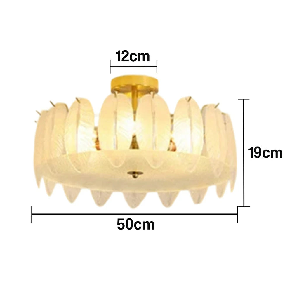 LIVARA 36/48W Feather Design Frosted Glass Pendant Light with Three-Color Dimmable LED, High CRI Ra≥97 & Flicker-Free Eye-Comfort Lighting