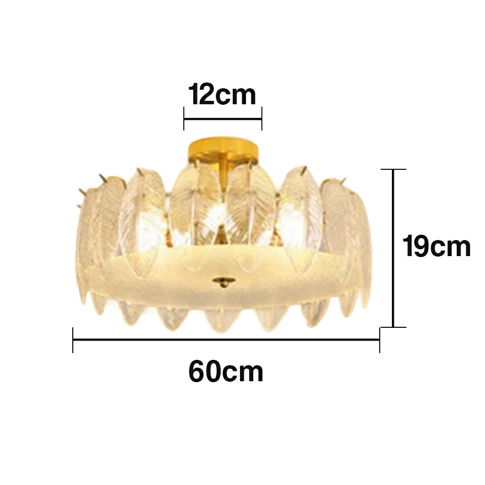 LIVARA 36/48W Feather Design Glass Pendant Light with Three-Color Dimmable LED, High CRI Ra≥97 & Flicker-Free Eye-Comfort Lighting