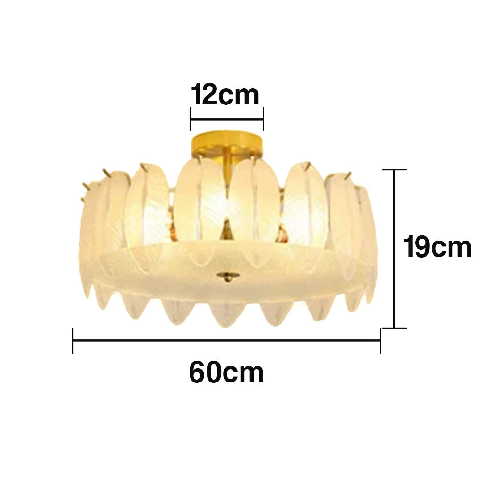 LIVARA 36/48W Feather Design Frosted Glass Pendant Light with Three-Color Dimmable LED, High CRI Ra≥97 & Flicker-Free Eye-Comfort Lighting