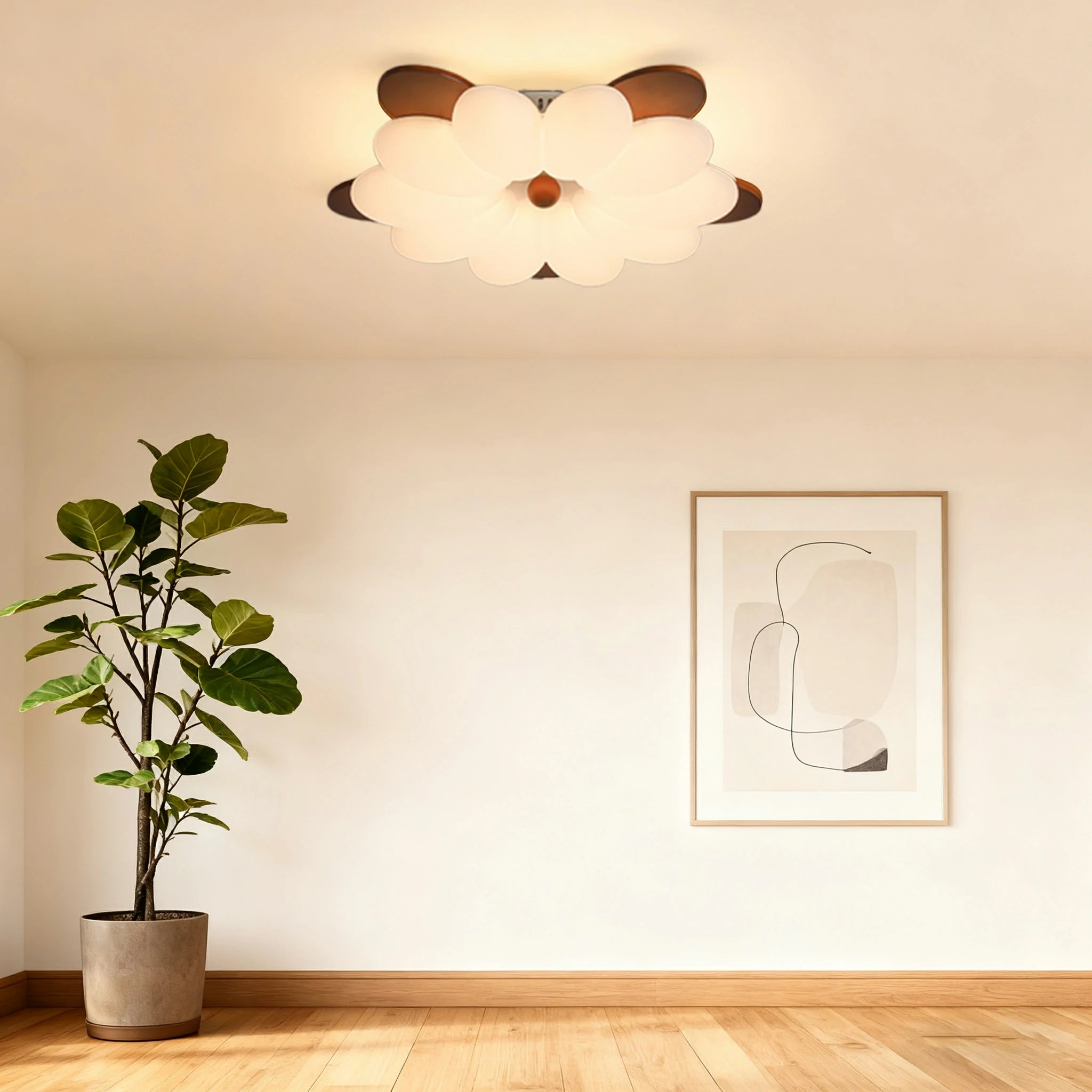 LIVARA 50W Wooden Ceiling Light with Eye-Protection Chip, Ra≥97 High CRI LED & Floating Design for Soft Balanced Lighting