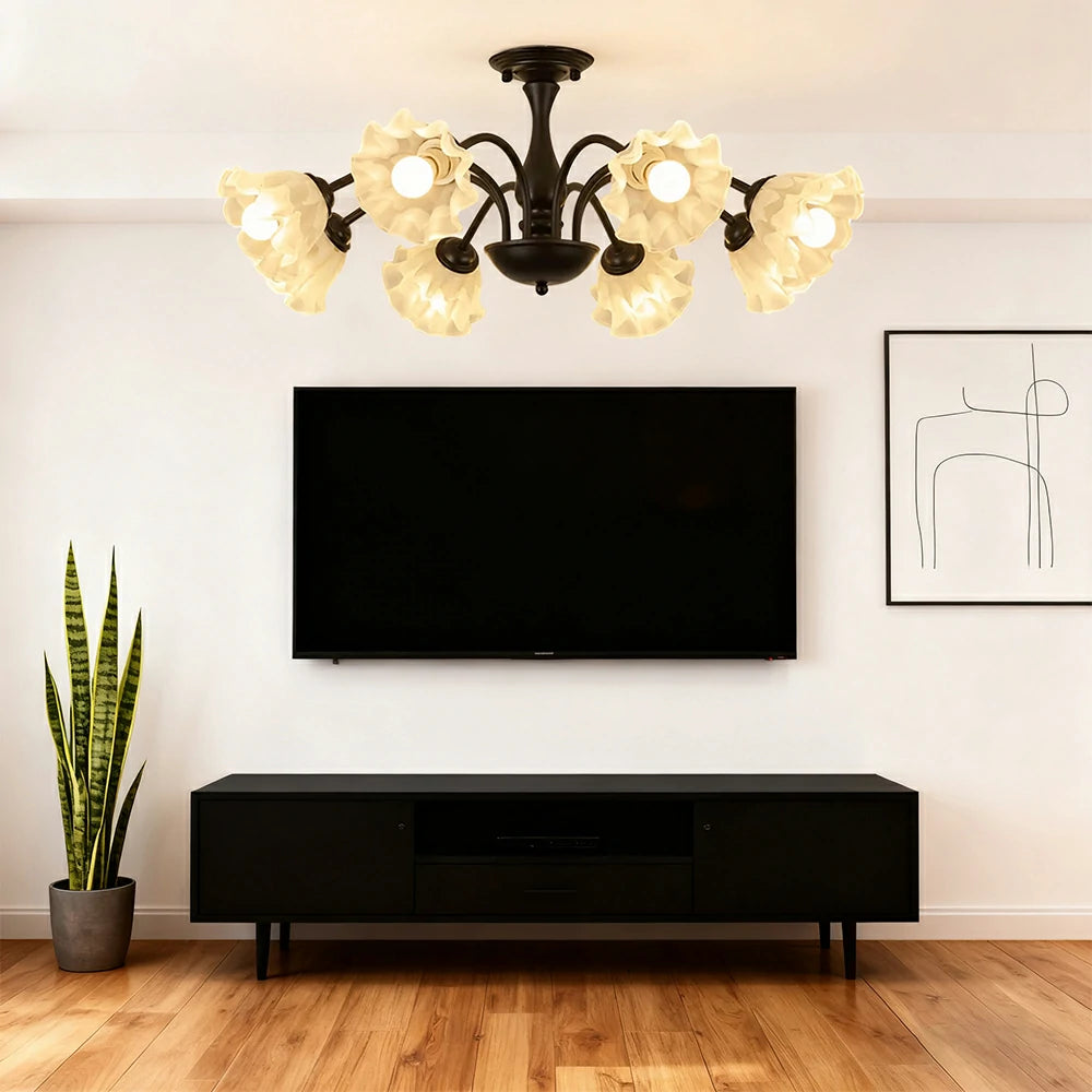 LIVARA 40W Lily Glass Ceiling Light with Full-Spectrum Eye-Protective LED, Ra97 High CRI & Rust-Resistant Iron Body