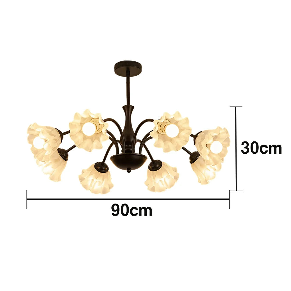 LIVARA 40W Lily Glass Pendant Light with Full-Spectrum Eye-Protective LED, Ra97 High CRI & Rust-Resistant Iron Body