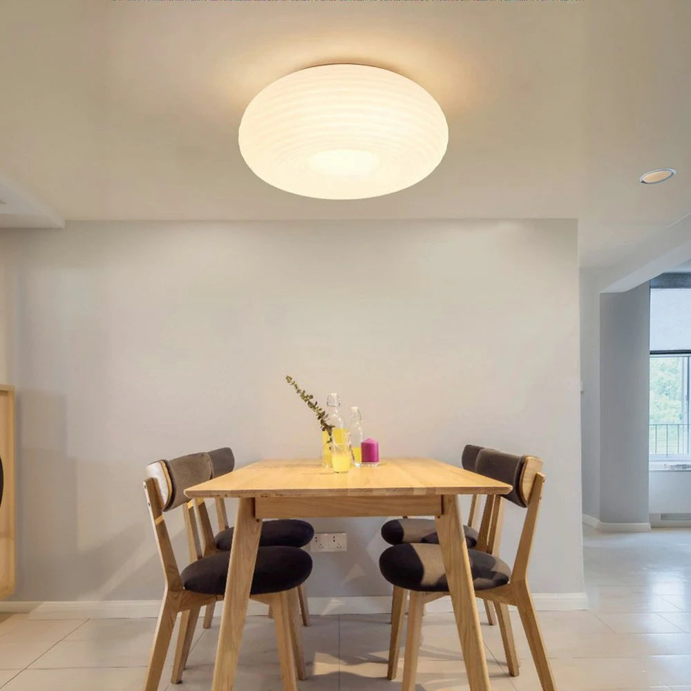 LIVARA Donut LED Ceiling Light 50cm 40W Three-Color Dimmable Anti-Glare Soft Light Iron Base & PE Lampshade Modern Flush Mount Lamp - White