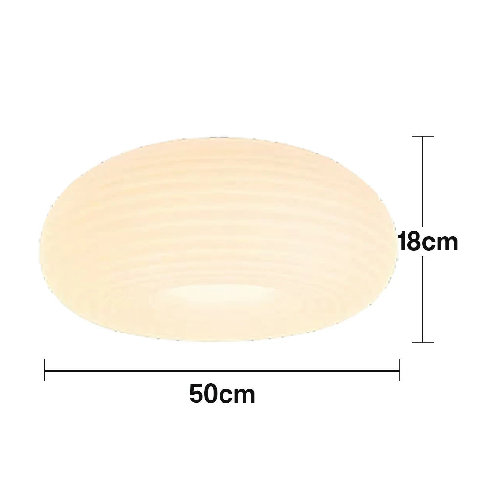 LIVARA Donut LED Ceiling Light 50cm 40W Three-Color Dimmable Anti-Glare Soft Light Iron Base & PE Lampshade Modern Flush Mount Lamp - White