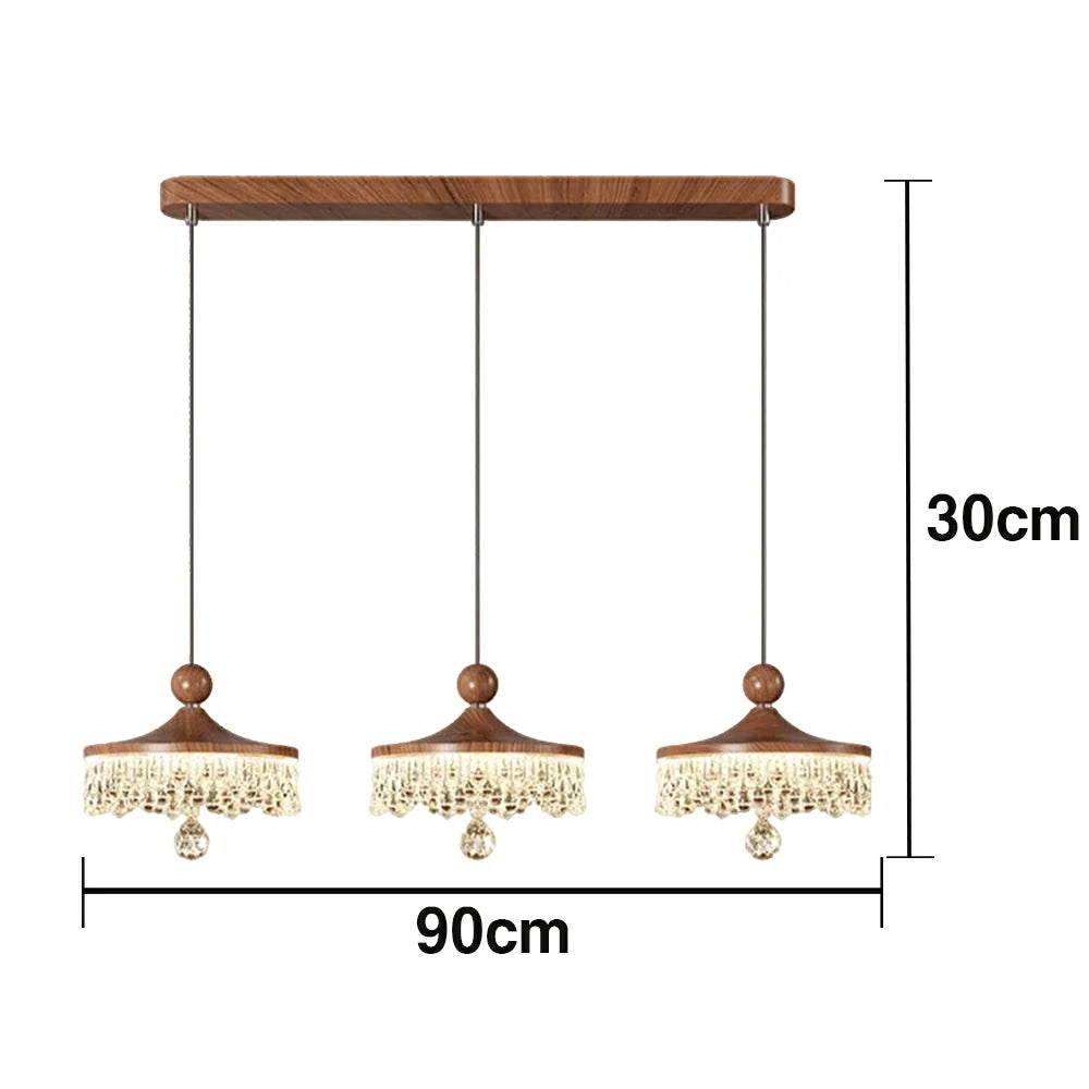 LIVARA 30W Pendant Light with Three-Color Dimmable LED, Fluid Curved Design & Eye-Comfort Acrylic Shade - Walnut