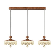 LIVARA 30W Pendant Light with Three-Color Dimmable LED, Fluid Curved Design & Eye-Comfort Acrylic Shade - Walnut