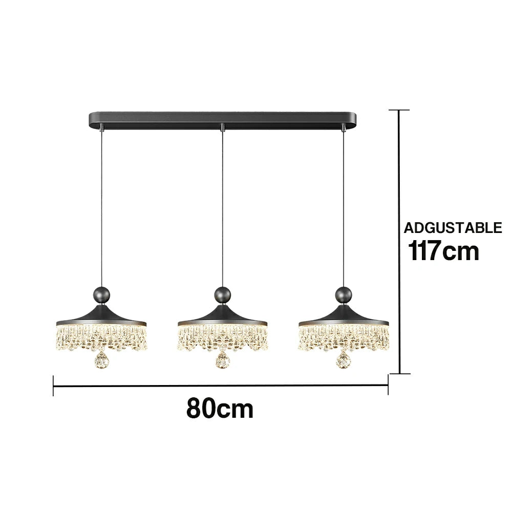 LIVARA 30W Pendant Light with Three-Color Dimmable LED, Fluid Curved Design & Eye-Comfort Acrylic Shade - Black
