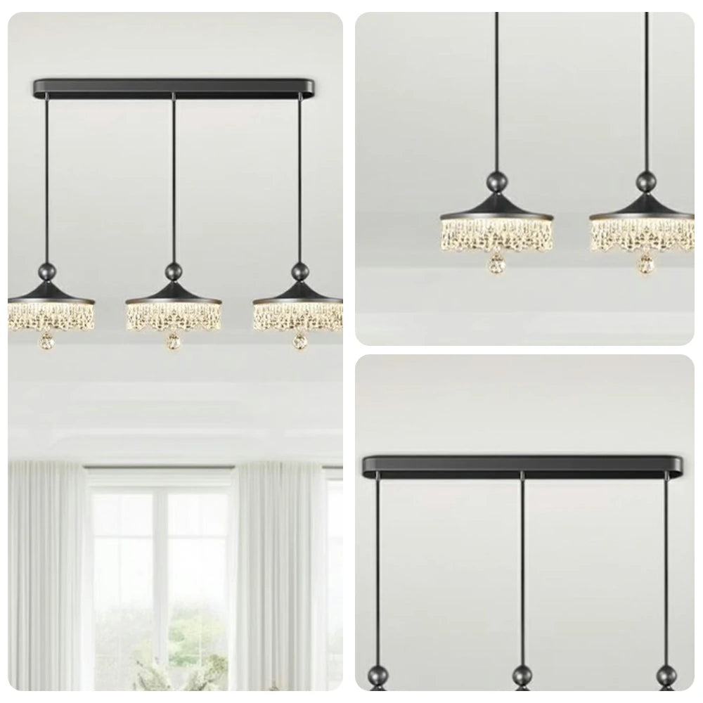 LIVARA 30W Pendant Light with Three-Color Dimmable LED, Fluid Curved Design & Eye-Comfort Acrylic Shade - Black