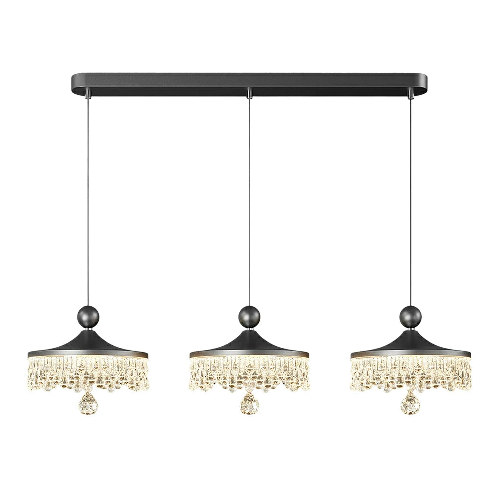 LIVARA 30W Pendant Light with Three-Color Dimmable LED, Fluid Curved Design & Eye-Comfort Acrylic Shade - Black