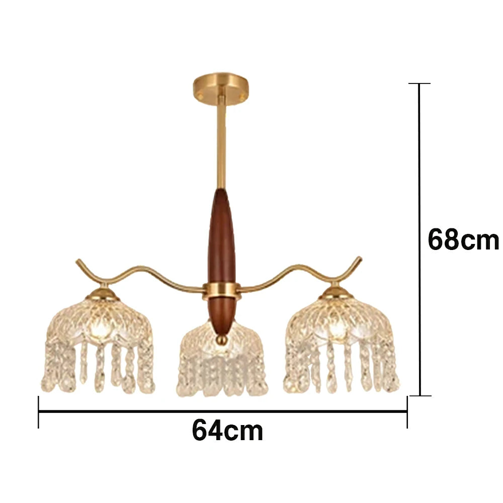 LIVARA 36W Crystal Pendant Light with Eye-Protection LED, Three-Color Dimmable Lighting & Solid Wood Electroplated Iron Body