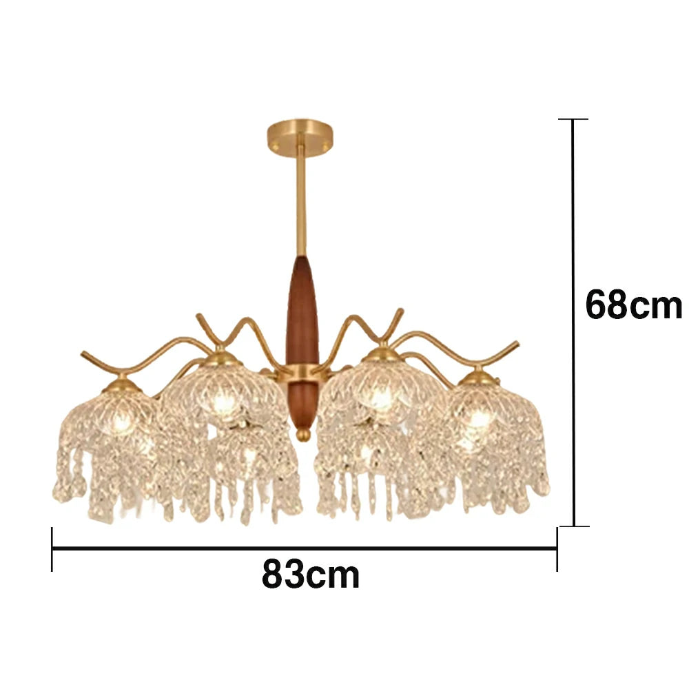 LIVARA 96W Crystal Pendant Light with Eye-Protection LED, Three-Color Dimmable Lighting & Solid Wood Electroplated Iron Body