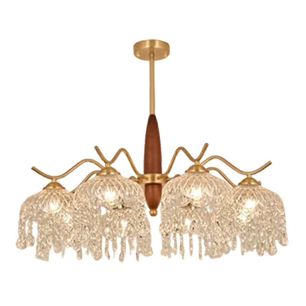 LIVARA 96W Crystal Pendant Light with Eye-Protection LED, Three-Color Dimmable Lighting & Solid Wood Electroplated Iron Body