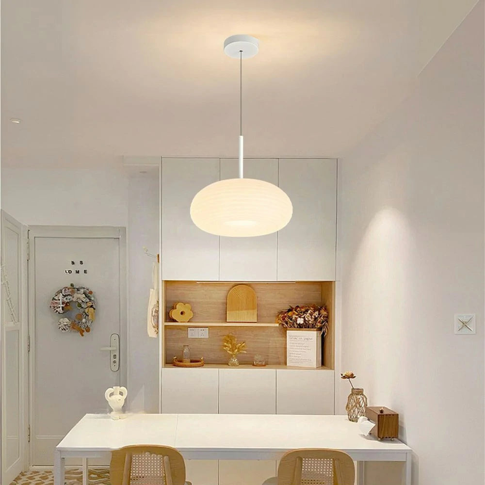 LIVARA Donut LED Pendant Light 50cm 40W Three-Color Dimmable Anti-Glare Soft Light Iron & PE Lampshade Modern Hanging Ceiling Lamp - White