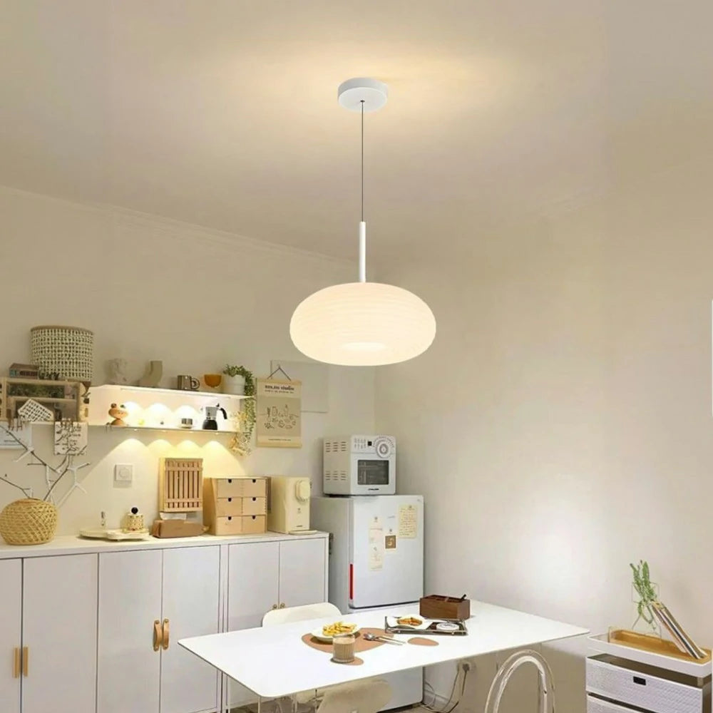 LIVARA Donut LED Pendant Light 50cm 40W Three-Color Dimmable Anti-Glare Soft Light Iron & PE Lampshade Modern Hanging Ceiling Lamp - White