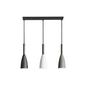 LIVARA 3-Head Linear Pendant Light Three-Color Dimmable LED Hanging Lamp Modern Iron & Wood Design for Dining Room and Kitchen Island - Black & Grey