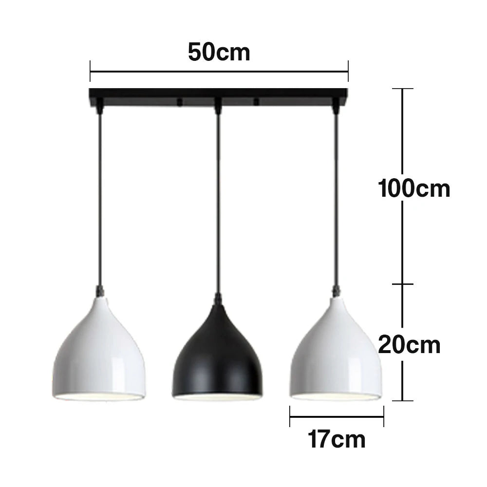 LIVARA 3-Head Round Base Pendant Light Three-Color Dimmable LED Hanging Lamp Modern Iron & Wood Design for Dining Room and Kitchen Island - Black & Grey