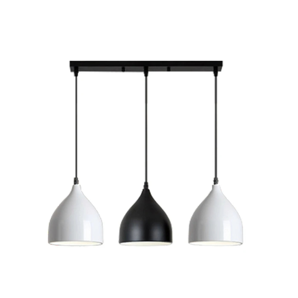 LIVARA 3-Head Round Base Pendant Light Three-Color Dimmable LED Hanging Lamp Modern Iron & Wood Design for Dining Room and Kitchen Island - Black & Grey