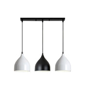 LIVARA 3-Head Round Base Pendant Light Three-Color Dimmable LED Hanging Lamp Modern Iron & Wood Design for Dining Room and Kitchen Island - Black & Grey