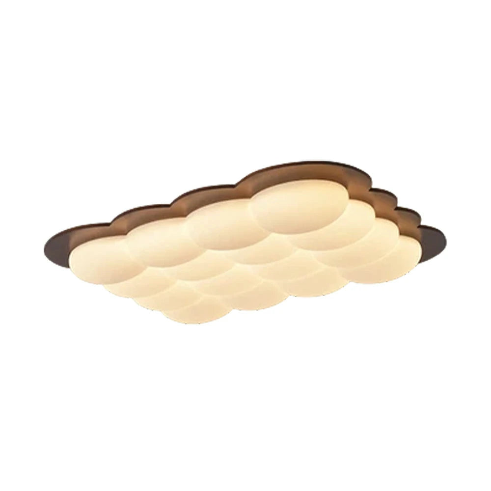 LIVARA 82W LED Ceiling Light Three-Color Dimmable Modern Cloud Design Solid Walnut Finish Wooden Frame for Living Room and Bedroom - 103cm