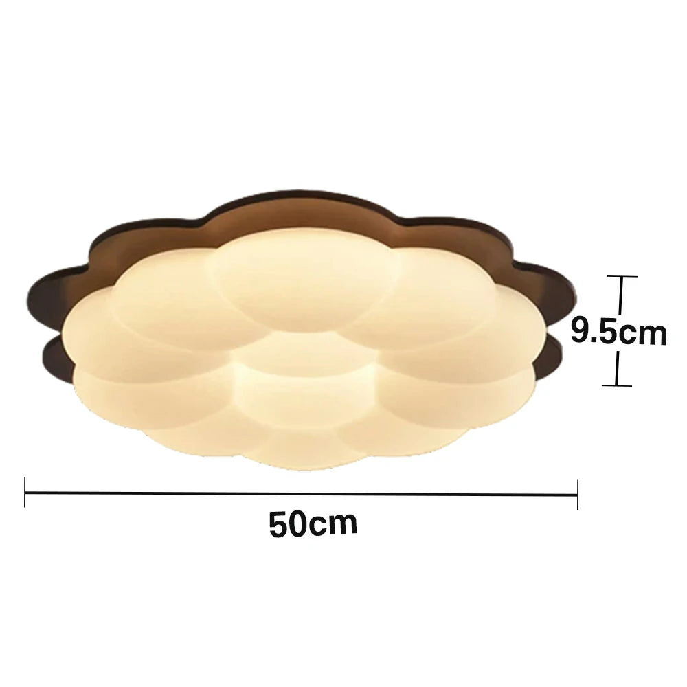 LIVARA 36W LED Ceiling Light Three-Color Dimmable Modern Cloud Design Solid Walnut Finish Wooden Frame for Bedroom and Living Room - 50cm