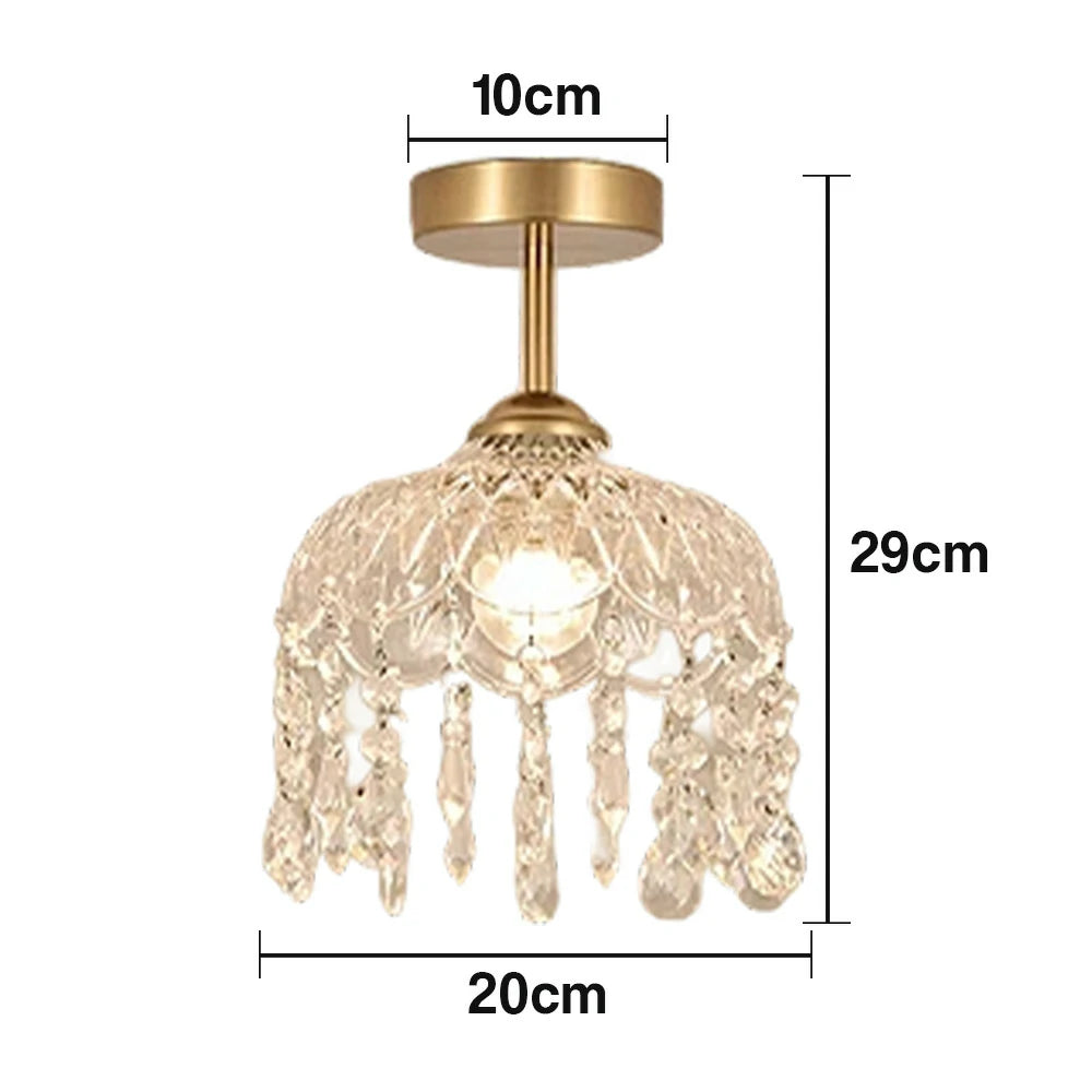 LIVARA 20cm Crystal Pendant Light Eye-Protective Three-Color Dimmable LED Hanging Lamp Modern Electroplated Iron Design